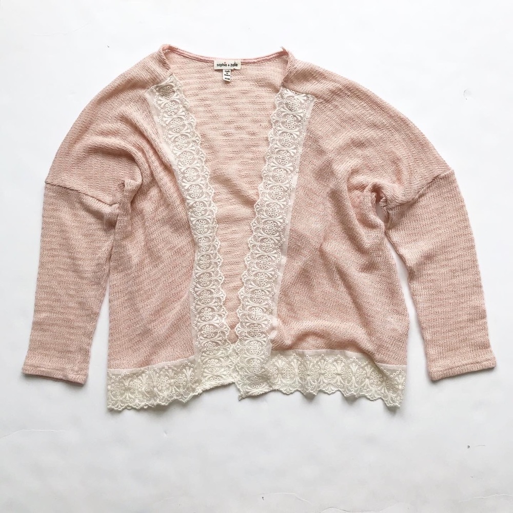 Sophia + Zeke light open front cardigan EUC M(10Y)